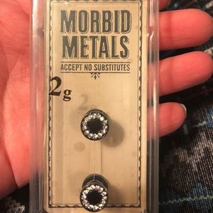 Morbid metals 2g earring gauge black sparkles